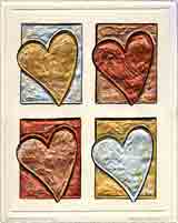 four your love hearts embossed art and prints, hearts embossed gifts, hearts embossed paintings and hearts embossed prints by artists Jane Billman and Gregg Billman