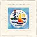 a sunny day embossed sailboat art and sailboat gifts, sailboat paintings and sailboat prints by artists Jane Billman and Gregg Billman