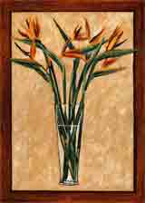 vertical bird of paradise botanical art and plant life gifts, paintings of flowers and botanical prints by artists Jane Billman and Gregg Billman