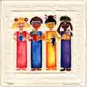 colorful morning people embossed multicultural art and multicultural gifts, multicultural paintings and multicultural prints, by artists Jane Billman and Gregg Billman