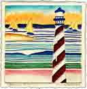 lighthouse point embossed beach and seashore art and beach and seashore gifts, beach and seashore paintings and beach and seashore prints by artists Jane Billman and Gregg Billman